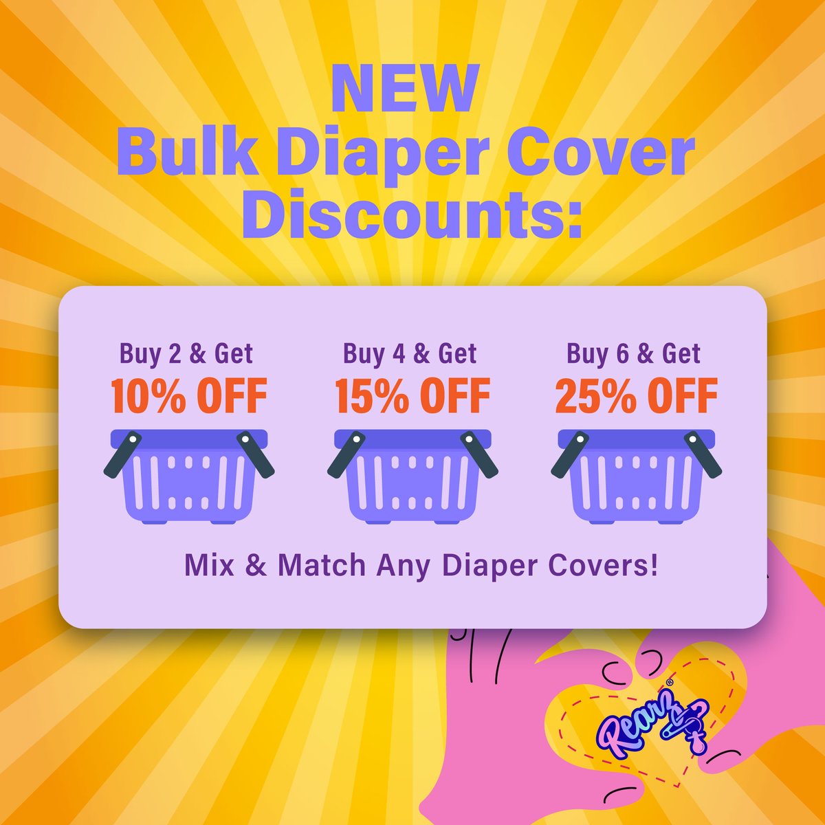RearzInc's tweet image. 🚨 Leak protection made easy! Buy 6+ diaper covers and save up to 25%! 🛍️ Stock up now!
(Note: Discount will not stack on products on sale, but will count toward your bulk quantity.)

rearz.ca/incontinence/d…

 #BulkSavings #LeakProtection #diapercovers #abdldiapers #abdlcommunity