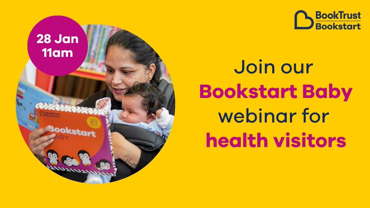 BookTrust (@booktrust) on Twitter photo Health visitors! We have a super #Bookstart Baby webinar lined up for you on Tuesday (28 January).
We'll explore how the resources are used in different ways, hear from practitioners, and answer your questions.
Book your free spot here 👇 
bit.ly/4agDYlv Health visitors! We have a super #Bookstart Baby webinar lined up for you on Tuesday (28 January).
We'll explore how the resources are used in different ways, hear from practitioners, and answer your questions.
Book your free spot here 👇 
bit.ly/4agDYlv