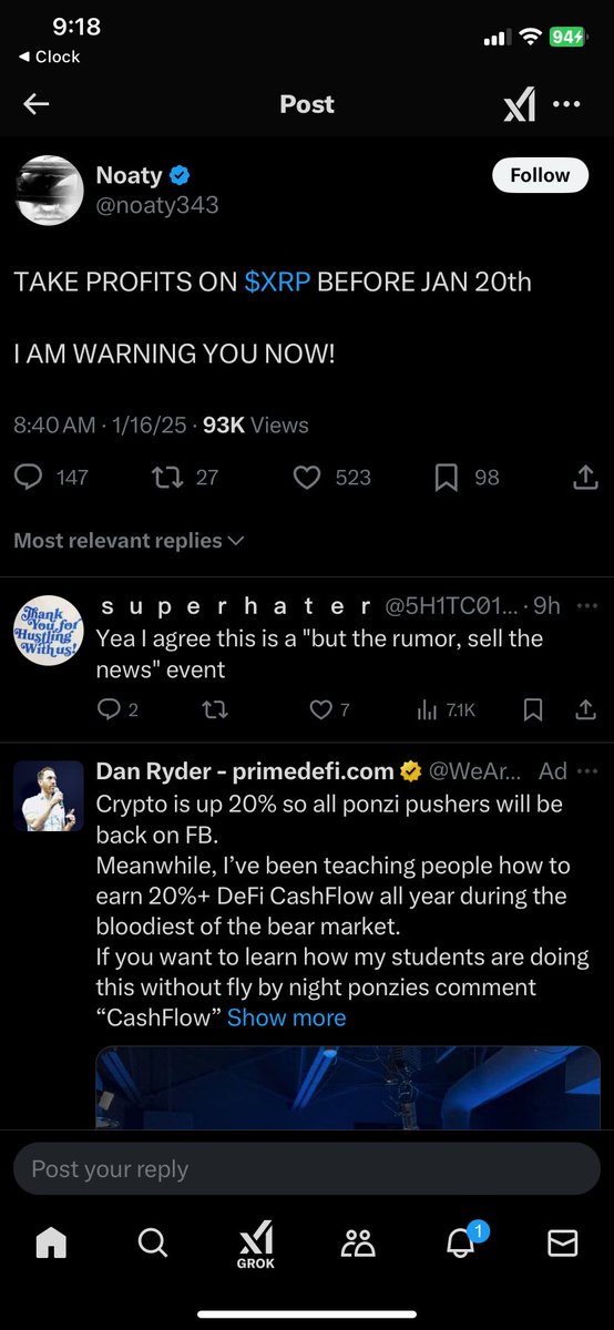 CFronimos's tweet photo. @noaty343 Just like you were selling xrp? How’s that working out for ya https://t.co/p1uuYBuAA4