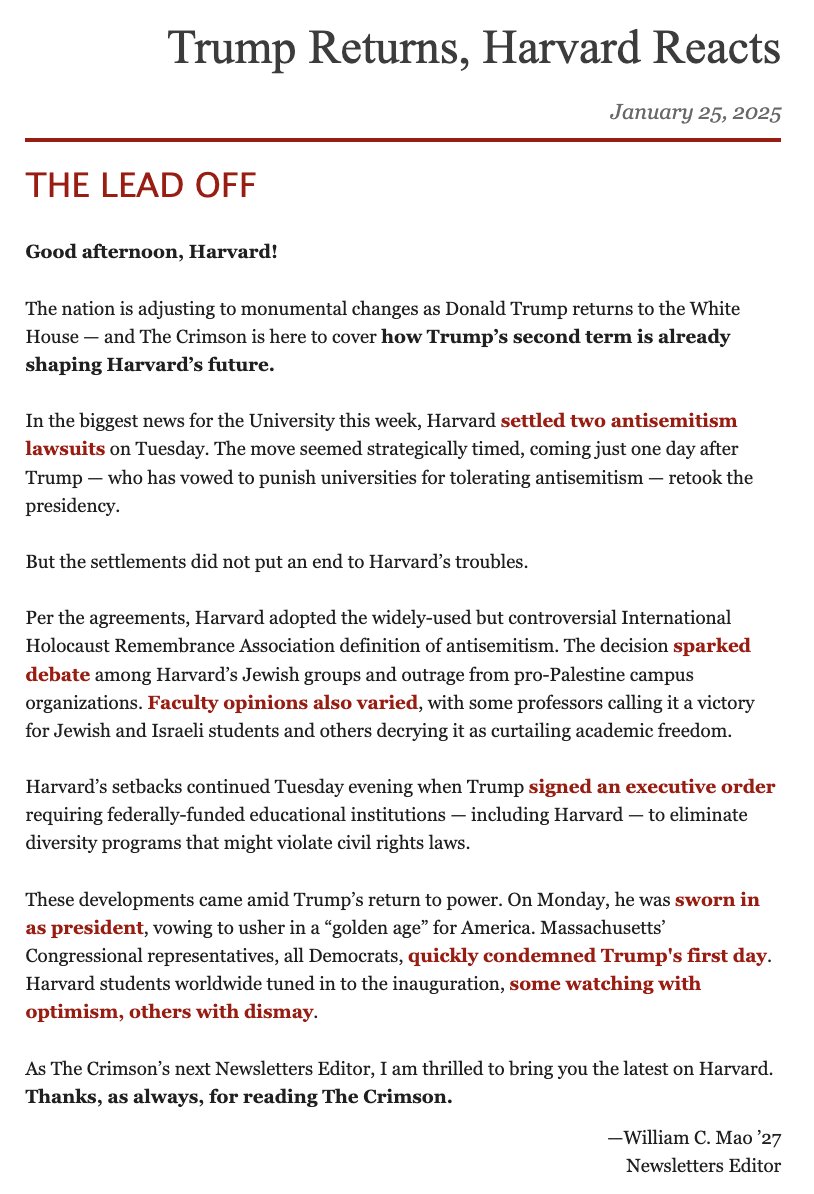Neil Shah (@neilhshah15) on Twitter photo The semester starts on Monday and <a href="/thecrimson/">The Harvard Crimson</a>'s newsletters are back, led by <a href="/williamcmao/">William Mao</a>.
Sign up here to stay in the loop:
thecrimson.com/subscribe/ The semester starts on Monday and <a href="/thecrimson/">The Harvard Crimson</a>'s newsletters are back, led by <a href="/williamcmao/">William Mao</a>.
Sign up here to stay in the loop:
thecrimson.com/subscribe/