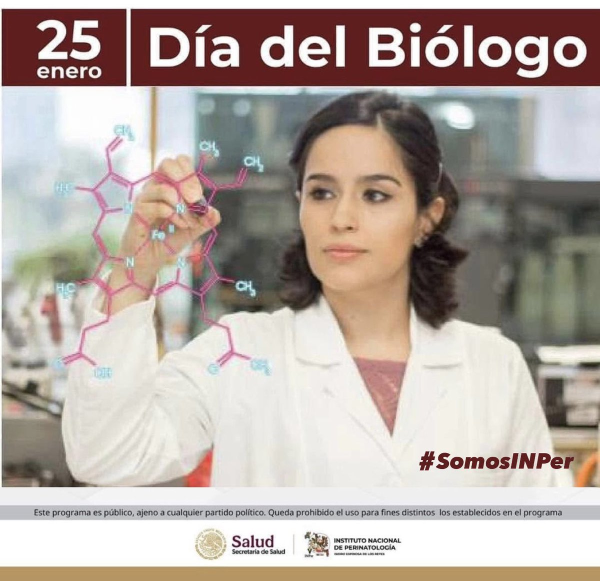 INPer_mx's tweet photo. 25 de enero
Día del Biólogo
¡Felicidades a las y los Biólogos INPer!
La #biología, la #ciencia de la #vida
#Biólogo #DíadelBiólogo #SomosINPer #OrgulloINPer https://t.co/L8FgpRCSvR