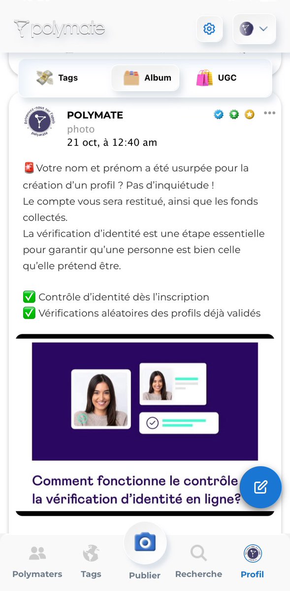 Polymateplus's tweet photo. Votre identité a été usurpée ? Pas d’inquiétude ! Le compte vous sera restitué, ainsi que les fonds collectés. ✌️😃

#Moderation #Polymate #socialnetwork https://t.co/CBPGaxl831