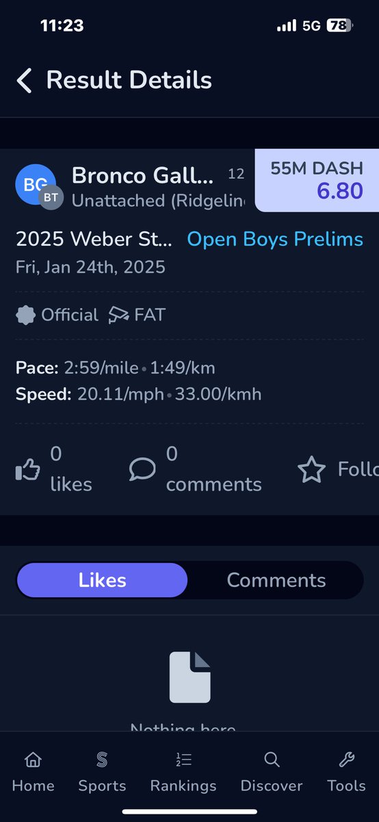 6.80 in 55M!
Headed to finals