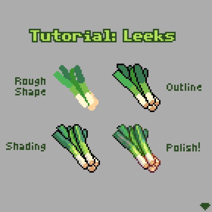 mirrutatep's tweet photo. Quick mini-tutorial on how I drew some leeks

#pixelart https://t.co/rJnJ53tfiI