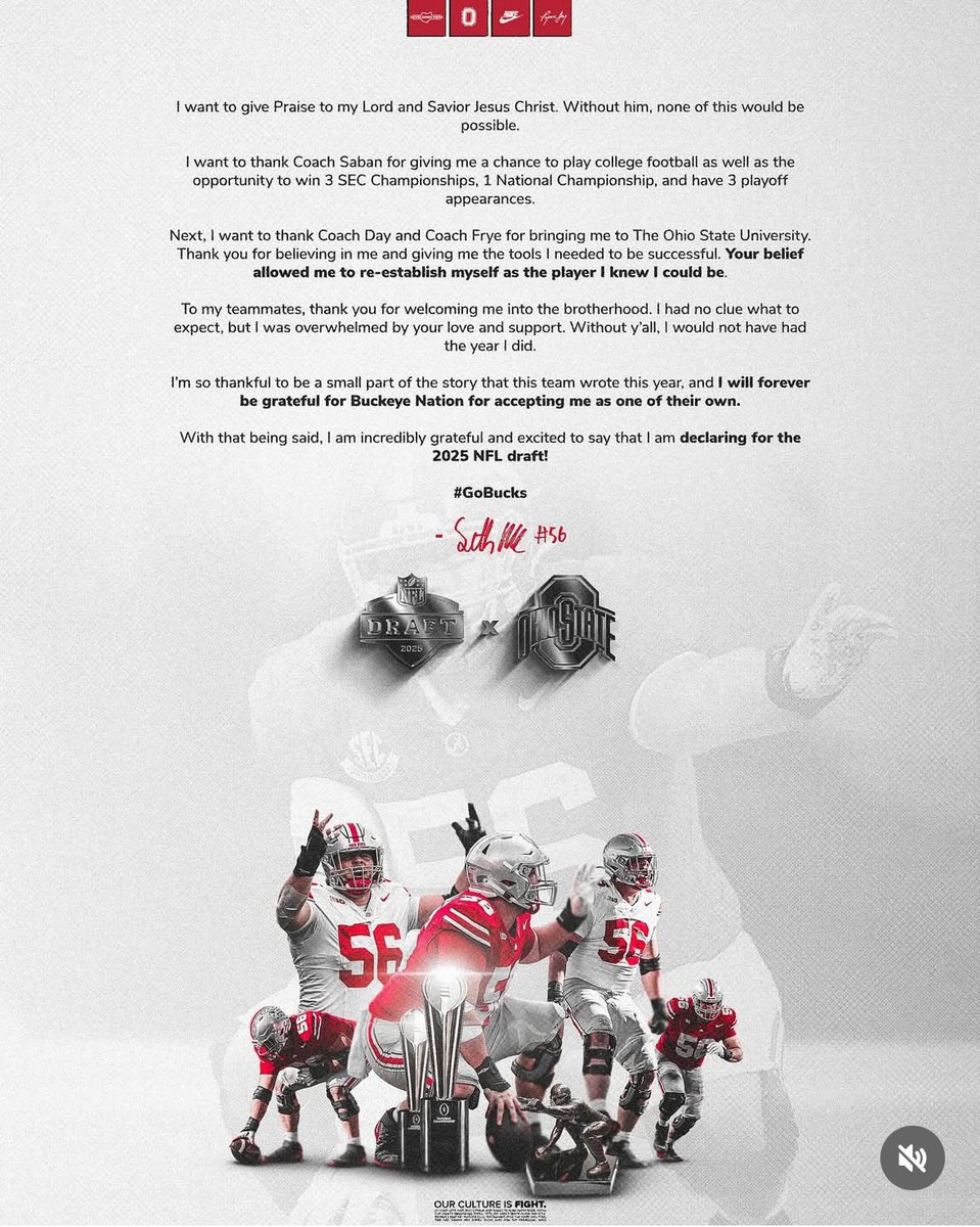 Seth McLaughlin says goodbye to Ohio State ❤️.

His season ended early but his impact was never forgotten 🌰.