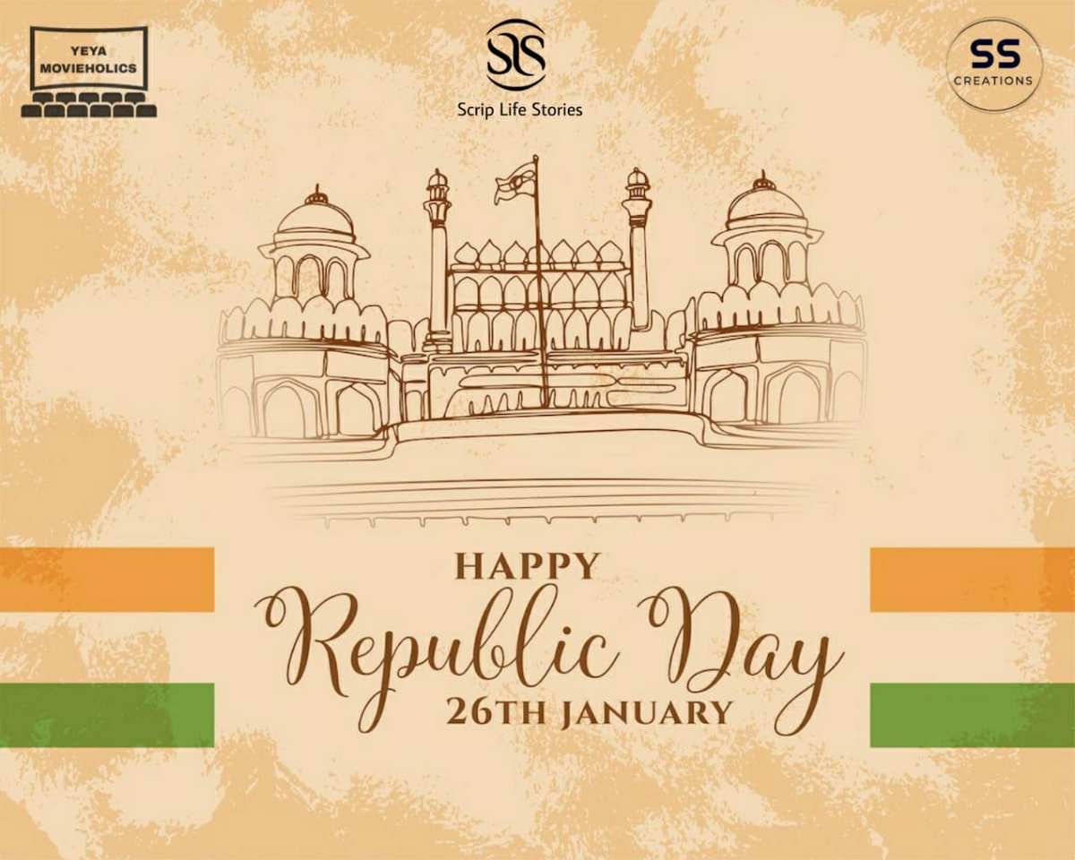 SLSNarratives's tweet photo. Celebrating the spirit of freedom and unity this Republic Day! 🇮🇳 Let’s honor our constitution and the diverse tapestry of our incredible nation. Jai Hind! #RepublicDay #PrideInUnity #ScripLifeStories
#YeyaMovieholics #SSCreations https://t.co/COArN6QKjq