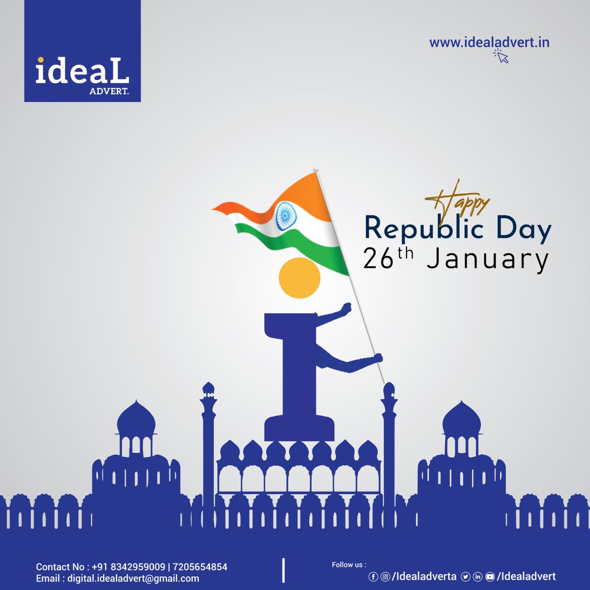 IdealAdvert's tweet photo. Our beautiful Tiranga 🇮🇳, 
A symbol of pride, unity, and sacrifice 🙏🏻
Vande Mataram 🇮🇳

#PrideOfIndia 🇮🇳
#RepublicDay #idealadvert https://t.co/tstEnzejzT