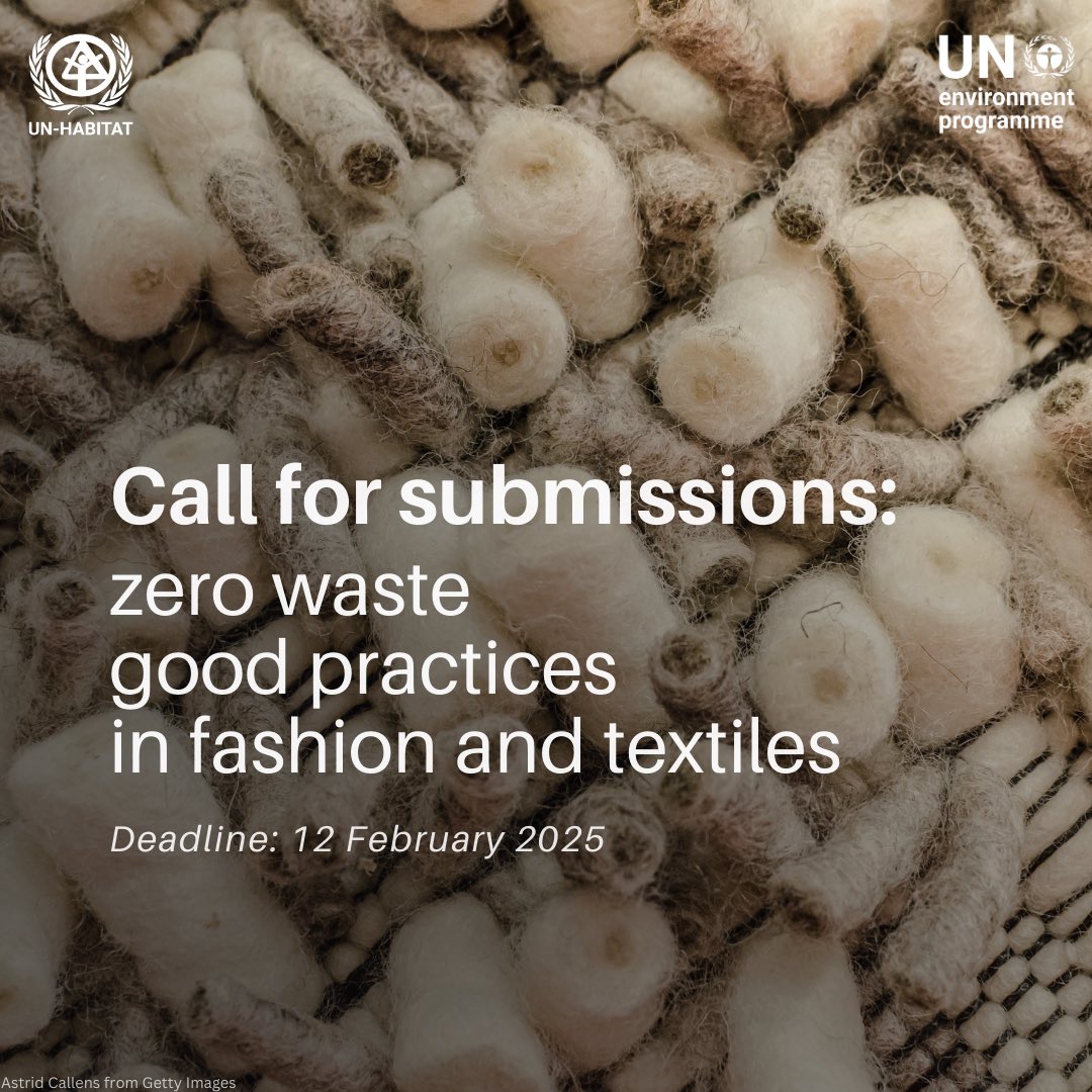 UNEP's tweet photo. Do you have a zero-waste practice in fashion and textiles that’s making a real impact?

We’re seeking approaches that deliver positive zero-waste outcomes to highlight on #ZeroWasteDay 2025.

Submit by 12 February: https://t.co/iYRFzSEer6 https://t.co/JjGt4To40X