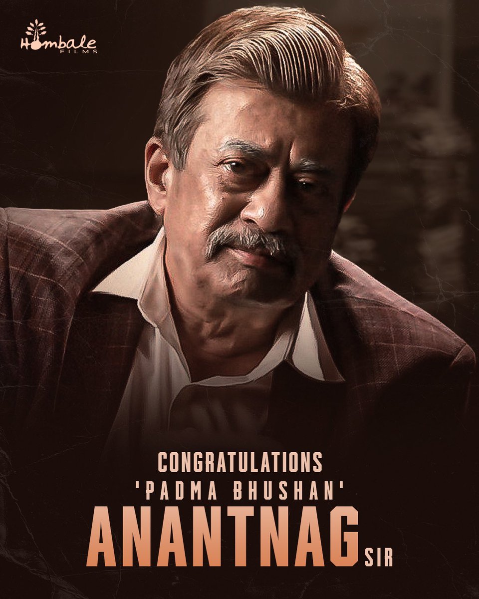 Congrats to our beloved #AnantNag sir on being honoured with the prestigious Padma Bhushan award!A well-deserved recognition for a legend who has shaped Kannada cinema with his iconic performances. This honour truly celebrates his exceptional contributions to the world of cinema.
