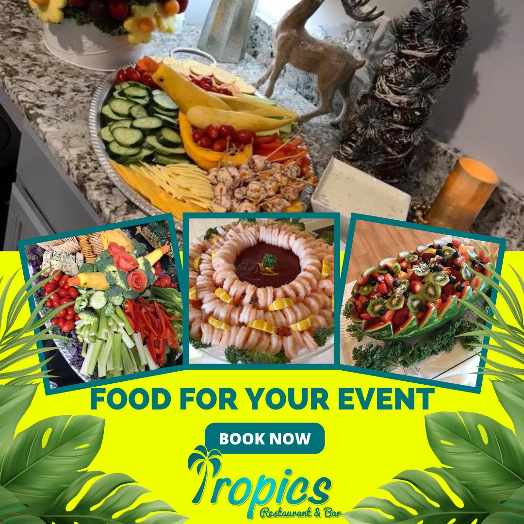 Make your next event unforgettable with Tropics catering! 🎉 Let us provide the tropical-inspired dishes that will wow your guests. #TropicsCatering #CateringService #EventPerfection