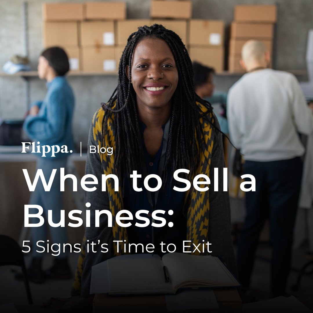 Flippa's tweet image. How do you know the right time to sell your business? This is a common question business owners struggle with. 

Co-founder &amp;amp; CEO at Door Loop, David Bitton, shares his top 5 indicators that it&apos;s time to exit your business

Read full article: bit.ly/3WtyLkU
#FlippaBlogs…