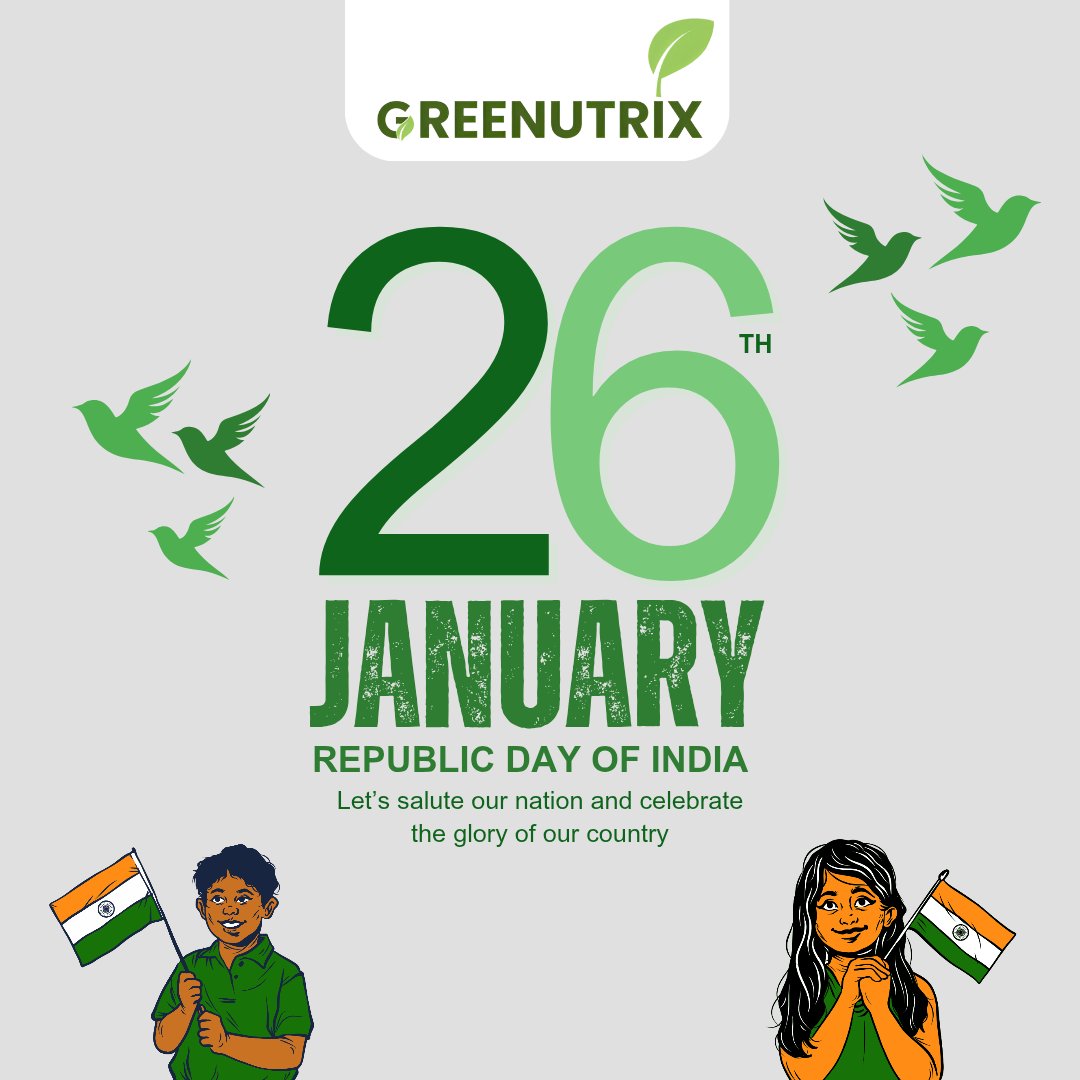 greenutrix's tweet photo. On this Republic Day, let's salute the spirit of unity and the strength of our nation. 🇮🇳 Celebrating India's glory with pride and hope! 🌱 #RepublicDay #India #Greenutrix #SustainableIndia https://t.co/rrzdv4ARUU