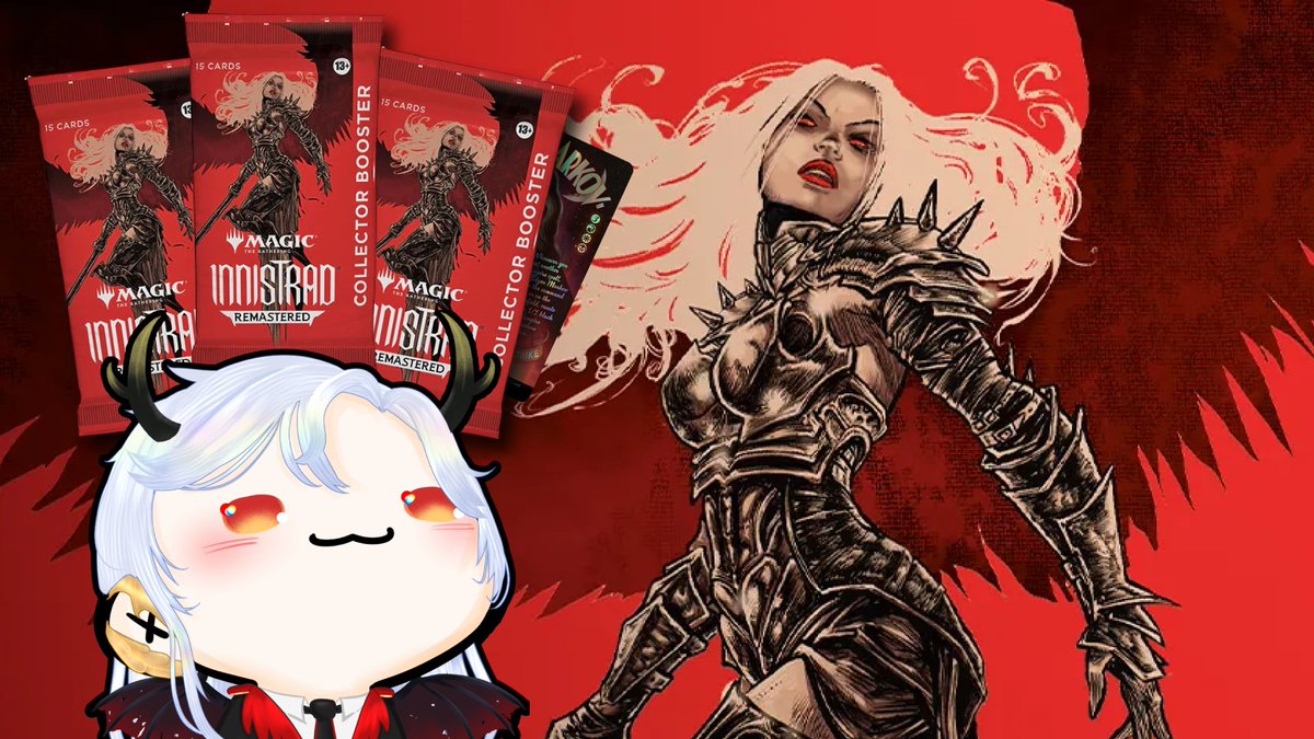 I'll be opening up an entire collector box of Innistrad Remastered in a bit! Pretty excited about this set since I wasn't around for the original!

🔗 Link in bio!

🎨 Din pop art: @/DelriDamask 

#mtginnistrad #Vtubers #MagicTheGathering