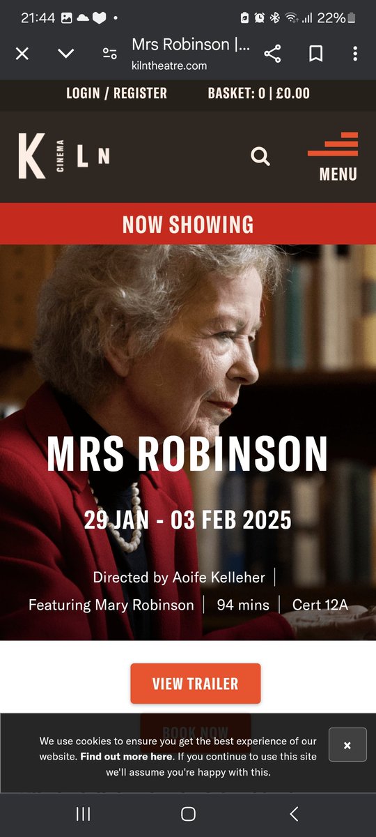 Showing <a href="/KilnTheatre/">Kiln Theatre</a> with Q &amp; A on 29th January withb#MaryRobinson ##Irishinlondon