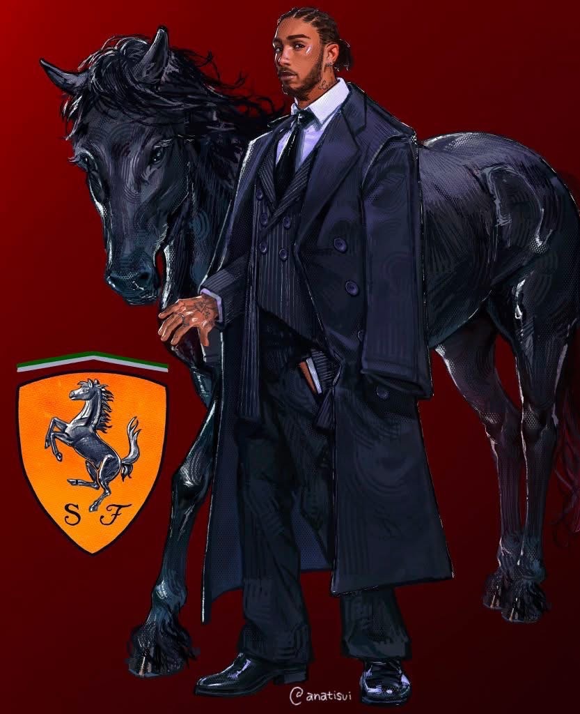 Aarongr4's tweet photo. Loving this artwork, artist unknown #lewishamilton #ferrari https://t.co/2CX3G6NV5F