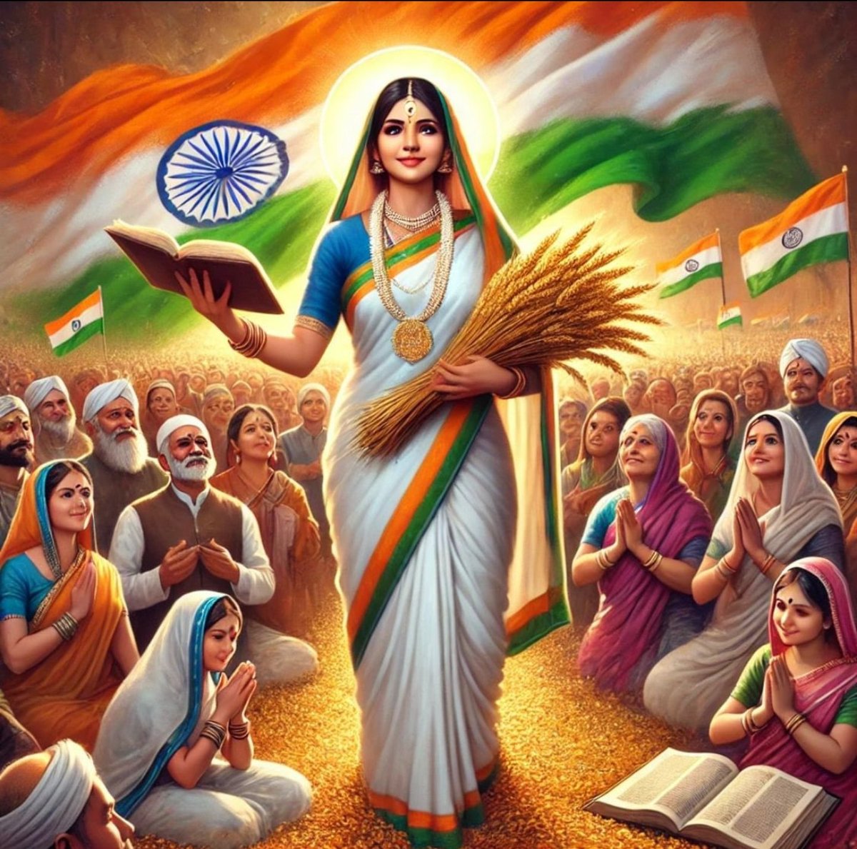king7851007's tweet photo. हमारी कल्पनाओं की ‘भारत माता’ के चित्रण के लिये AI का शुक्रिया. हम भारत के सभी लोगों को गणतंत्र दिवस की हार्दिक शुभकामनाएँ.
जय हिन्द 🇮🇳
#Save_Constitution #RepublicDay2025
#RepublicDay #गणतंत्रदिवस https://t.co/CYaoUgmgoW