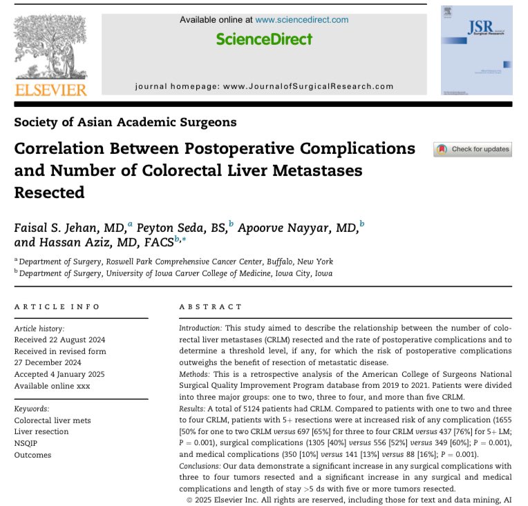 Hassan Aziz, MD, FACS (@sharpknife_aziz) on Twitter photo New publication alert 🚨 <a href="/JSurgRes/">Journal of Surgical Research</a> <a href="/apoorvenayyar/">Apoorve Nayyar</a> <a href="/AsianAcadSurg/">SocAsianAcadSurg</a> <a href="/FaisalShahJehan/">Faisal S. Jehan</a>
Full link 👇
kwnsfk27.r.eu-west-1.awstrack.me/L0/https:%2F%2… New publication alert 🚨 <a href="/JSurgRes/">Journal of Surgical Research</a> <a href="/apoorvenayyar/">Apoorve Nayyar</a> <a href="/AsianAcadSurg/">SocAsianAcadSurg</a> <a href="/FaisalShahJehan/">Faisal S. Jehan</a>
Full link 👇
kwnsfk27.r.eu-west-1.awstrack.me/L0/https:%2F%2…
