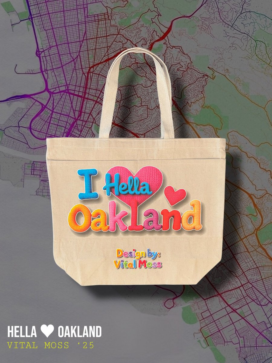Hella proud to rep Oakland! Designed with love by The Vital Moss. Perfect for carrying all your local finds! Available Exclusively @ Grand Lake Farmers Market. 💚🧡 #VitalMoss #SupportLocal
