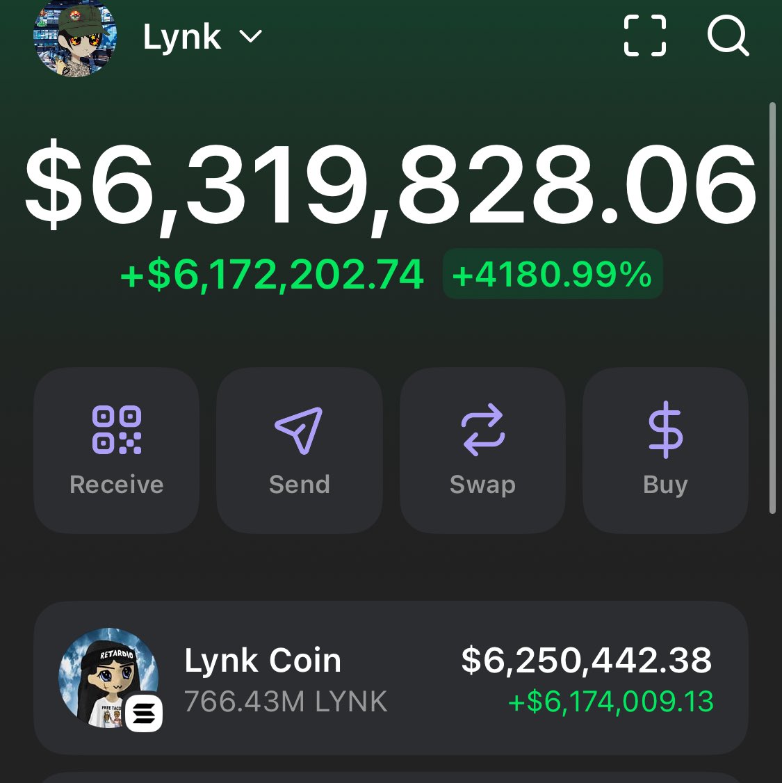 they sent me $6.5m in tokens

but im not selling

im gonna hit the biggest burn in solana history