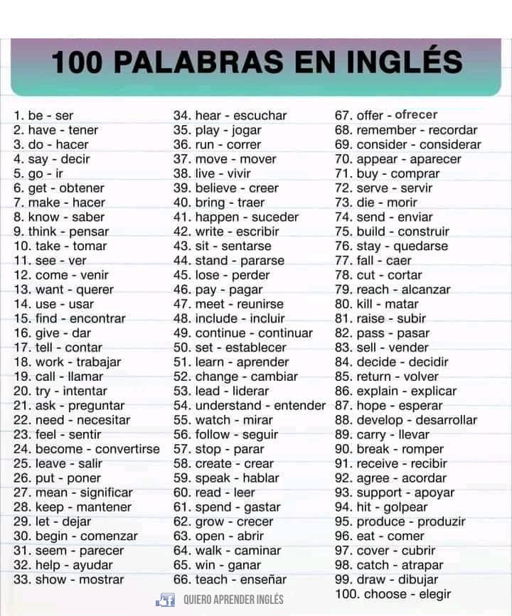 InglesenX's tweet photo. 100 palabras en inglés. https://t.co/eS2bRZxbhc