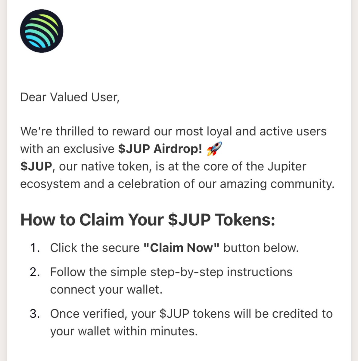 SlorgoftheSlugs's tweet image. There&apos;s a FAKE EMAIL going around about Jupuary.

It is not from Jupiter.

Do not trust it, you will get SCAMMED
