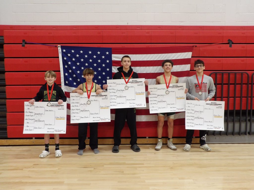5 Stangs win the Ocean County Red Division and advance to the Ocean County championship Monday night! 
Congrats Colton, Thomas, Christian, Billy, and Chris! 🐎 <a href="/VMMSathletics/">VMMSathletics</a> <a href="/VMMSMustangs/">Veterans Memorial Middle School</a>