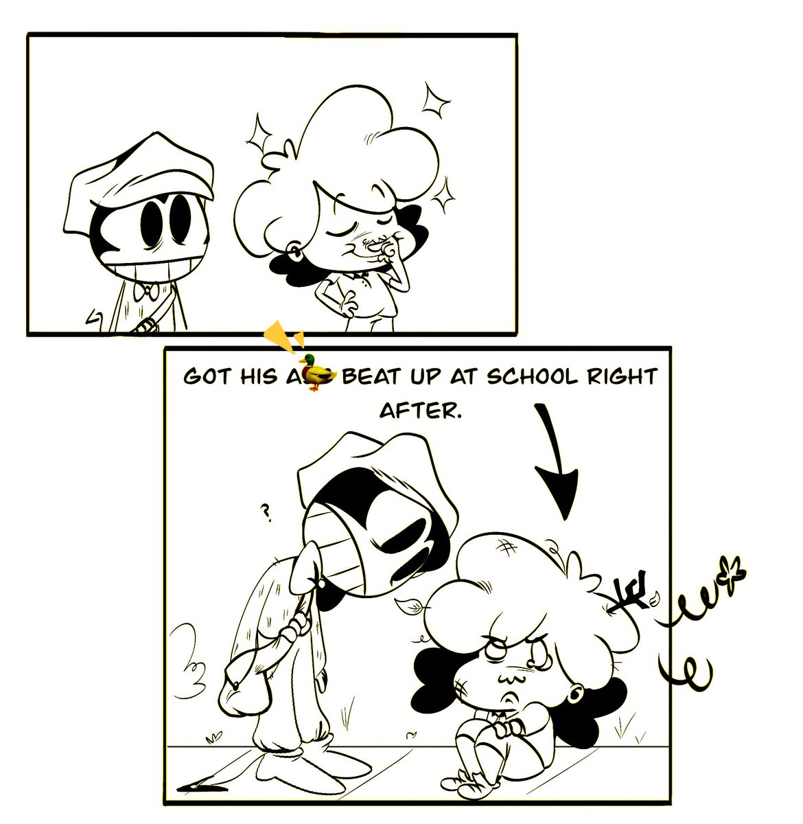 FourtuneIV's tweet photo. I don’t think scaring kids is the way to go on about this..

#AftermathAU #BATDRfanart https://t.co/vReHLe4J1b