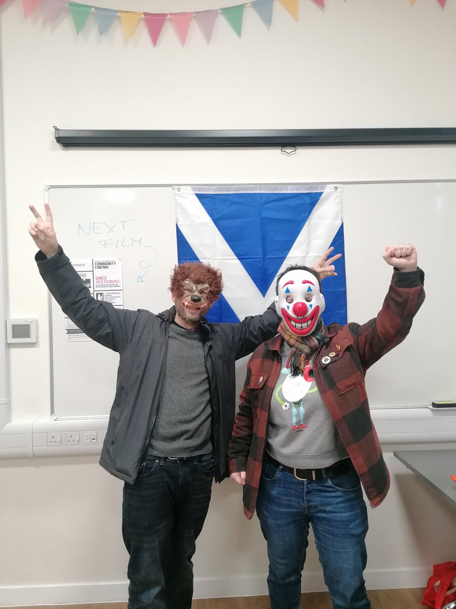 Fun times today at Duncan Place Community Hub with Restless Natives #LocalCinema screening for Burns Night, while Broomhouse Hub screened Brave. All hail the return of the clown and the wolfman! 🤡🐺🏴󠁧󠁢󠁳󠁣󠁴󠁿