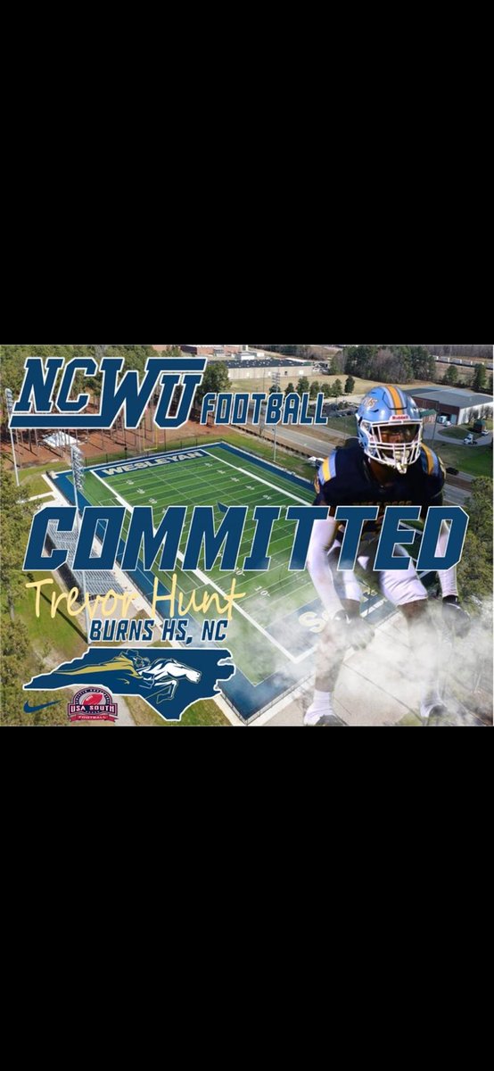 Trevor Hunt (@trevorhunt_13) on Twitter photo I have decided to continue my athletic and academic career at North Carolina Wesleyan University. 1000% Committed!! Bishop Nation, let’s go!! <a href="/Coach_J_Clark/">Coach Justin Clark</a> <a href="/NCWesleyanFB/">NC Wesleyan Football</a> <a href="/hopo125/">Tyrone Hopper (Recruiting Coach)</a> <a href="/DevineDomino/">David Devine</a> <a href="/TREHARBO/">Tre Harbison III</a> <a href="/pepman704/">Matt Morrow</a> <a href="/gridironcc/">gridironcc</a> <a href="/burns_football/">Burns Football Recruiting</a> <a href="/omarporter1/">Omar Porter</a> <a href="/RecruitCleveCo/">RecruitCC</a> I have decided to continue my athletic and academic career at North Carolina Wesleyan University. 1000% Committed!! Bishop Nation, let’s go!! <a href="/Coach_J_Clark/">Coach Justin Clark</a> <a href="/NCWesleyanFB/">NC Wesleyan Football</a> <a href="/hopo125/">Tyrone Hopper (Recruiting Coach)</a> <a href="/DevineDomino/">David Devine</a> <a href="/TREHARBO/">Tre Harbison III</a> <a href="/pepman704/">Matt Morrow</a> <a href="/gridironcc/">gridironcc</a> <a href="/burns_football/">Burns Football Recruiting</a> <a href="/omarporter1/">Omar Porter</a> <a href="/RecruitCleveCo/">RecruitCC</a>
