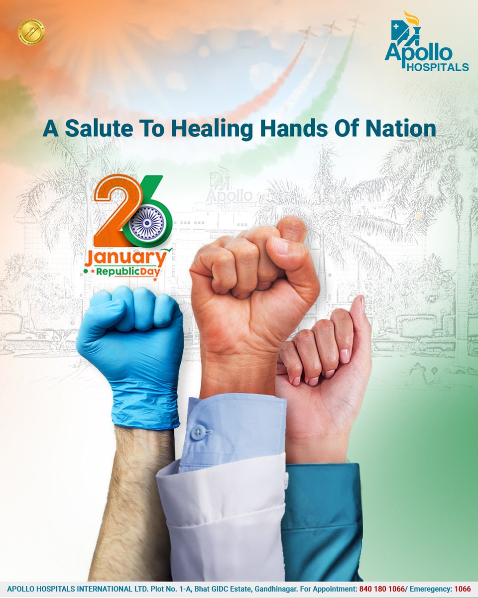 AhmedabadApollo's tweet image. Freedom, equality, and healthcare for all. Celebrating the spirit of service and healing on this Republic Day. Happy Republic Day!

#Apollo #ApolloHospitals #YouFirst #ApolloNeverSleeps #CareCantWait #SavingLives #ProtectingLives #InternationalHealthcareProvider #ApolloCVHF