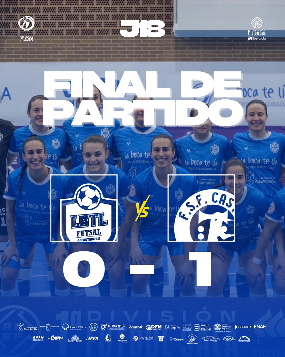 🔚 Final de la jornada 18

La Boca Te Lía Futsal Alcantarilla 0
Castro FSF Bloques Cando 1

#blueeagles #partido #futbolsala #futbolsalafemenino #primeraiberdrolafs #nuestromomento #lbtl #lbtlfutsal #lbtlfutsalalcantarilla #alcantarilla #Murcia