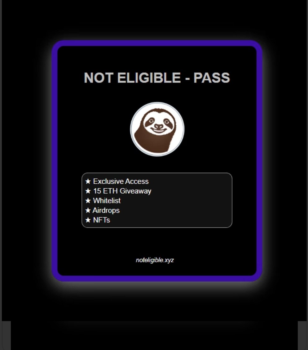 15 $ETH (+$50,000) for "NOT ELIGIBLE - PASS" holders + Airdrop $NOT! Get your Pass at <a href="/opensea/">OpenSea</a>
🌊opensea.io/collection/not…