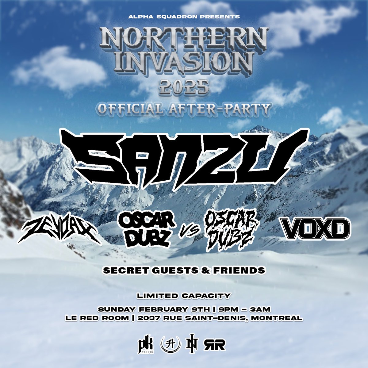 northerninvasio's tweet photo. Here it is — Your Official #NI2025 After-Party! 🏅

Ft. SANZU 👺 + support from Zeydax, Oscar Dubz VS. Oscar Dubz, VOXD and few secret guests! 🥶

Less than 200 tickets available only. Set your alarms — Tickets go on sale this Monday 12pm EST! ⏰❄️ #TheRiddimOlympics https://t.co/Lrcz1miQFM