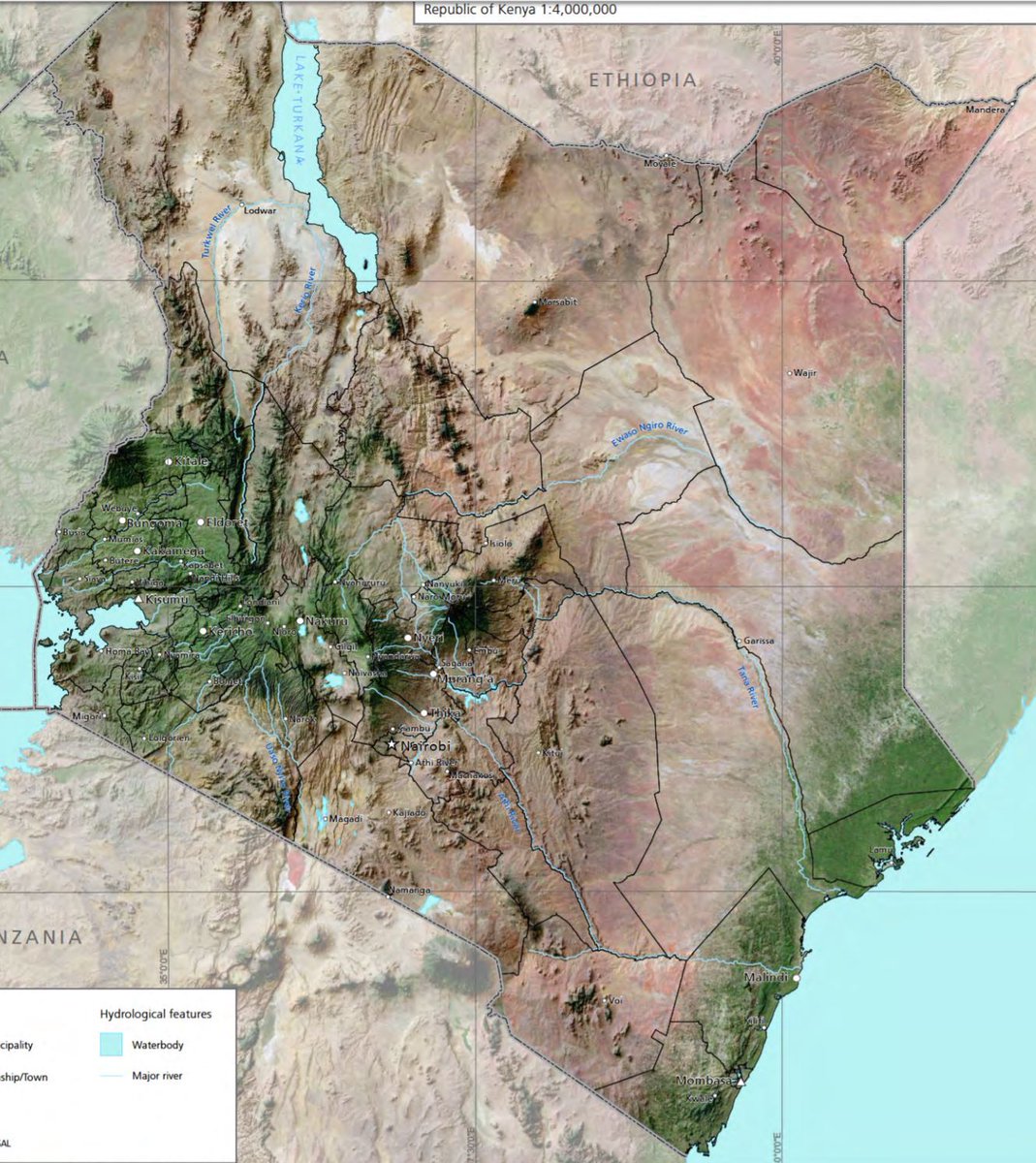 Kenya and green cover. This is a very arid country.