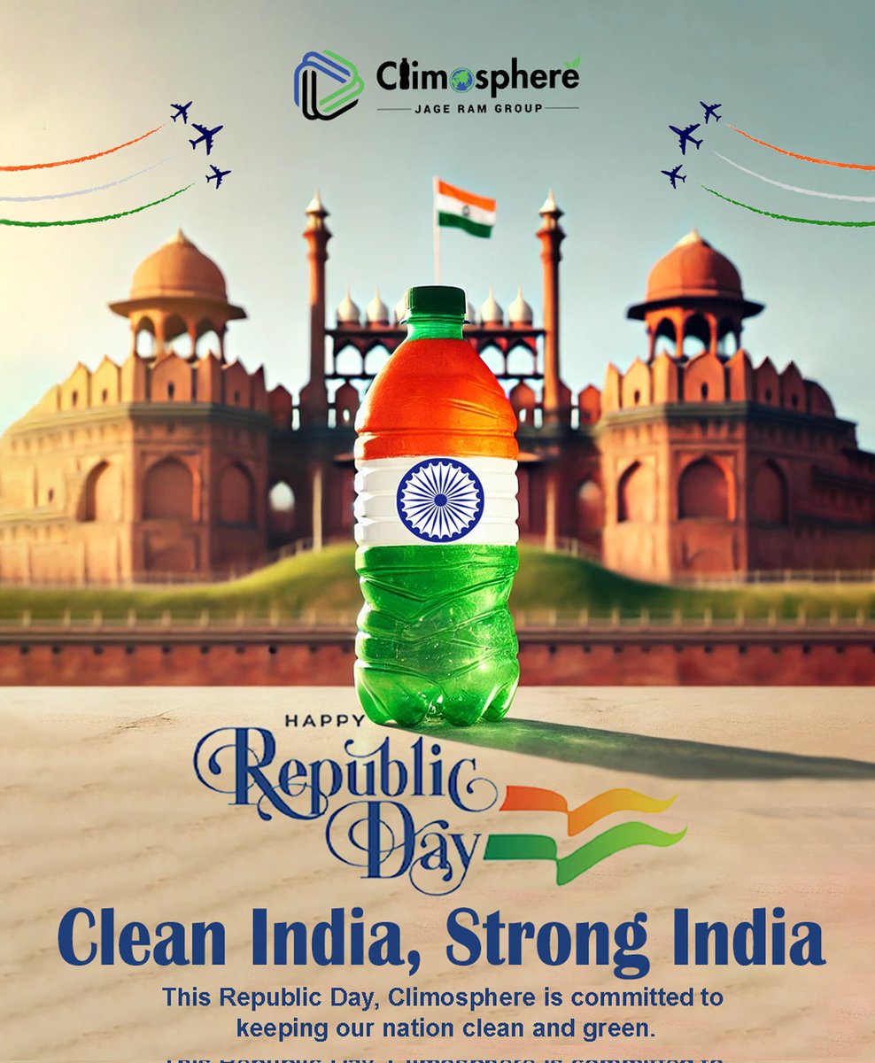climosphere's tweet photo. 🇮🇳 This Republic Day, Climosphere pledges to build a cleaner, greener India with innovative waste management, eco-friendly practices, and sustainability initiatives. Together, let’s create a #CleanIndiaGreenIndia! 🌍

#RepublicDay #RepublicDayIndia #RepublicDay2025 https://t.co/Taq8uWr1d4