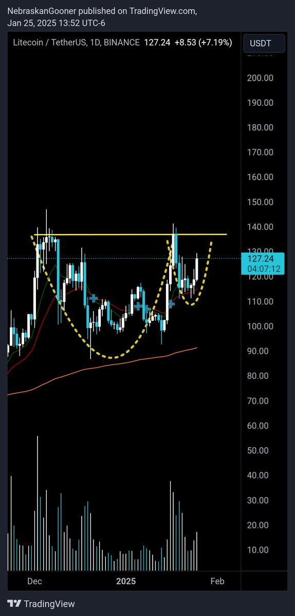 $LTC

Not sure if this is going to keep pumping or just chop more in the near term but a cup and handle pattern here to watch for breakout the top
