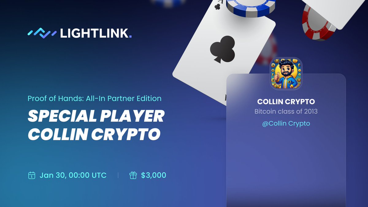 🎉 Big welcome to our poker tournament special guest — <a href="/CollinCrypto/">Collin Crypto</a>!

A crypto OG who’s been in the space since 2013, Collin’s been mocking bears and sharing sharp insights and skills ever since