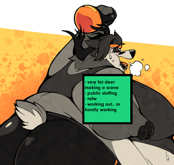 ! NEW STORY ALERT !

> furaffinity.net/view/59644646 <

Ty has realized they've put on an unsustainable amount of weight - will a trip to the gym be enough to kick their new weight loss journey into high-gear?

(something short, dumb, and smutty i've been sitting on - lmk what u  like)