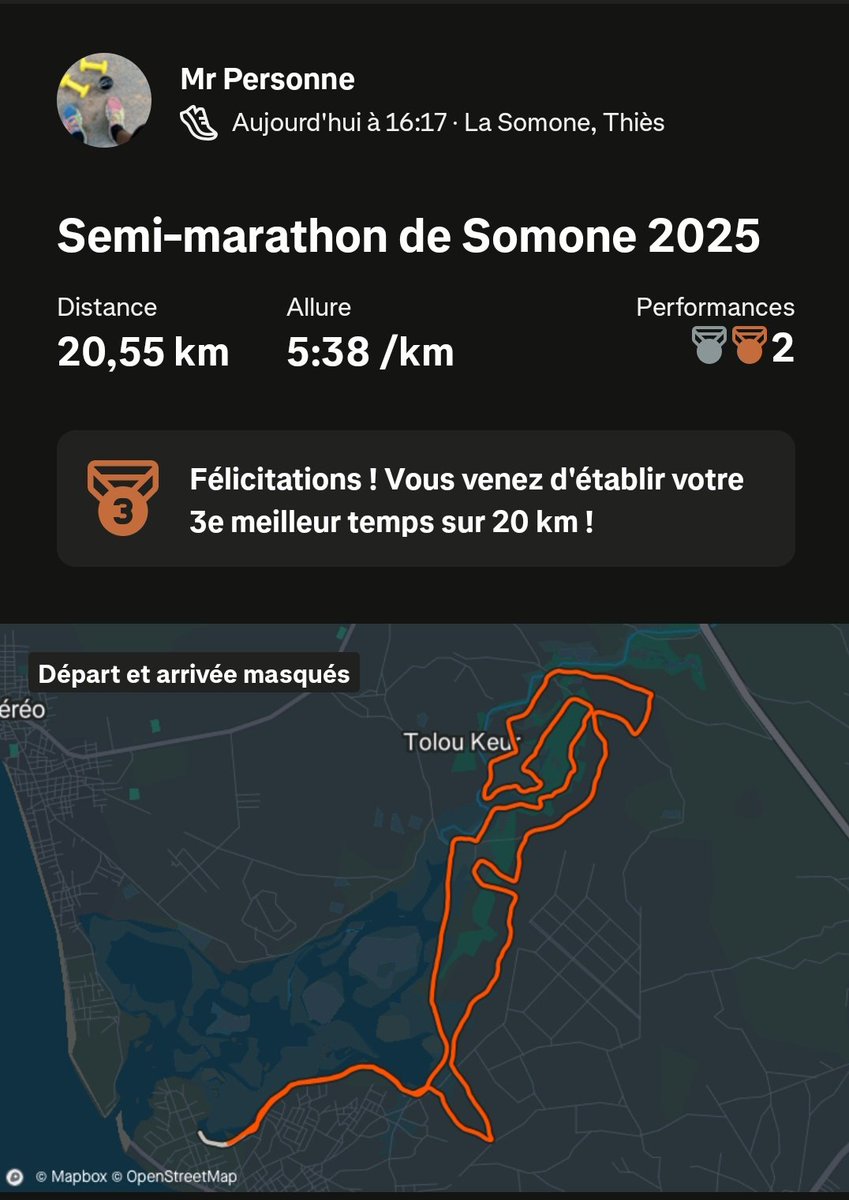 TheMandingMori's tweet image. Day 12 : 🙏🏿🕊️
Cette année je tenais particulièrement à finir cette édition pour rendre hommage à Awa, une jeune coureuse décédée.
Courir pour Awa c'est aussi courir avec son esprit et sa détermination, afin que son souvenir vive à travers chaque foulée. 
Yalla nala Yalla yërëm 🙌🏿