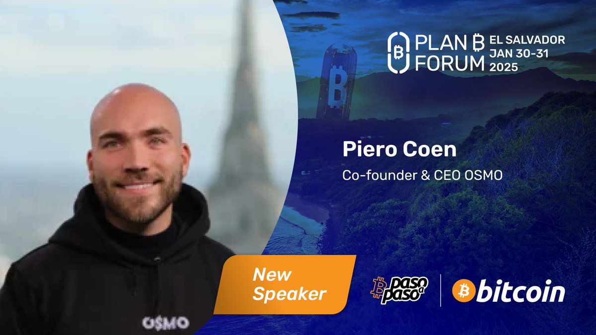 Plan ₿ Forum - El Salvador (@planbelsalvador) on Twitter photo 📣🚨 NEW SPEAKER ANNOUNCEMENT 💥 <a href="/piero_coen/">Piero Coen ⚡️</a>
Piero Coen, Co-founder and CEO at <a href="/osmowallet/">osmo⚡️</a>  will be presenting at Plan ₿ Forum El Salvador, Jan.30-31 2025! 
Get your ticket now!
🎟️ planb.sv
#ElsalvadorPlanB #bitcoin 📣🚨 NEW SPEAKER ANNOUNCEMENT 💥 <a href="/piero_coen/">Piero Coen ⚡️</a>
Piero Coen, Co-founder and CEO at <a href="/osmowallet/">osmo⚡️</a>  will be presenting at Plan ₿ Forum El Salvador, Jan.30-31 2025! 
Get your ticket now!
🎟️ planb.sv
#ElsalvadorPlanB #bitcoin