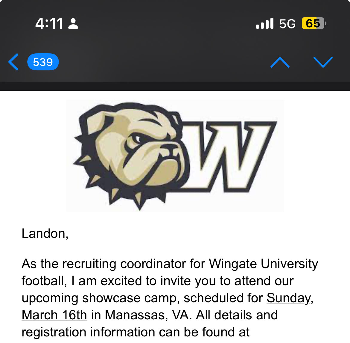 LandonLockett_'s tweet image. Appreciate invitation from Wingate University will be there and active @WingateUniv