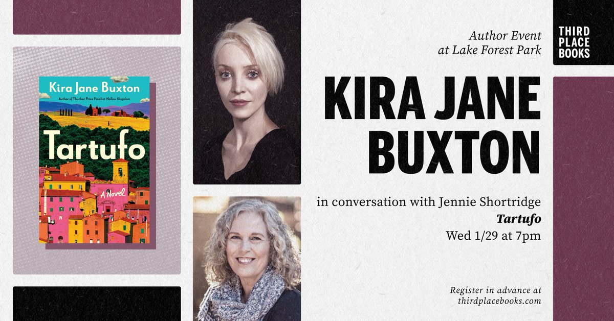 Third Place Books (@thirdplacebooks) on Twitter photo On Wednesday 1/29 at 7pm our Lake Forest Park store welcomes back Kira Jane Buxton <a href="/KiraJaneWrites/">Kira Jane Buxton</a> with special guest Jennie Shortridge. They will be discussing Buxton's latest novel Tartufo <a href="/GrandCentralPub/">Grand Central Pub</a>
thirdplacebooks.com/event/kira-jan… On Wednesday 1/29 at 7pm our Lake Forest Park store welcomes back Kira Jane Buxton <a href="/KiraJaneWrites/">Kira Jane Buxton</a> with special guest Jennie Shortridge. They will be discussing Buxton's latest novel Tartufo <a href="/GrandCentralPub/">Grand Central Pub</a>
thirdplacebooks.com/event/kira-jan…