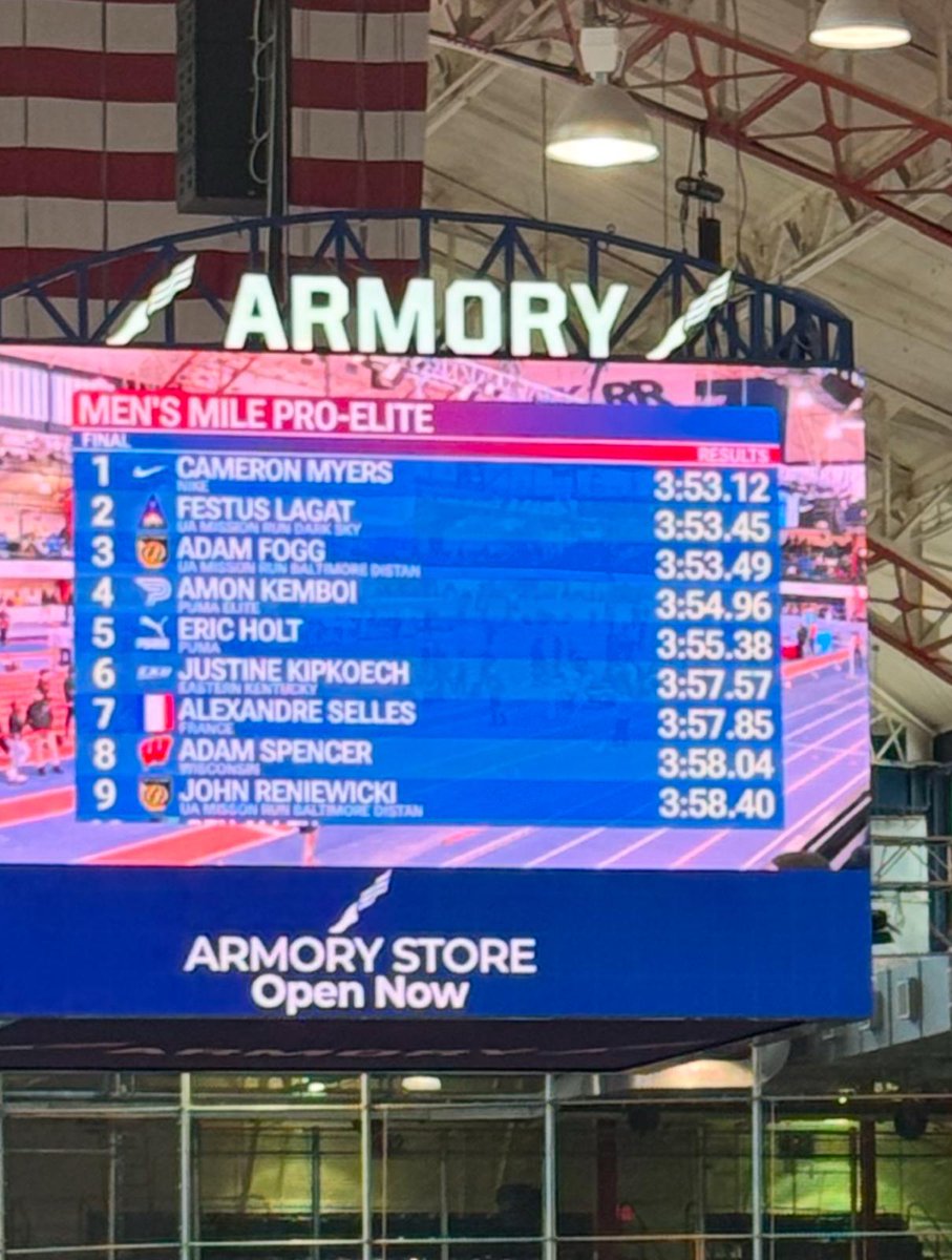 Pleasing debut indoor race for Cam Myers in NY today, couple more hit-outs to come.