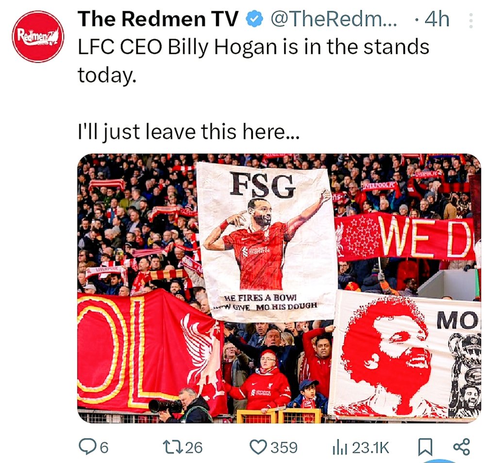 GaryRogersArt's tweet photo. The Kop looked fantastic today, good to bring the Mo &amp; Slot banners @GaryRogersArt  #MoSalah #kopart https://t.co/Jgd3w7zgpo