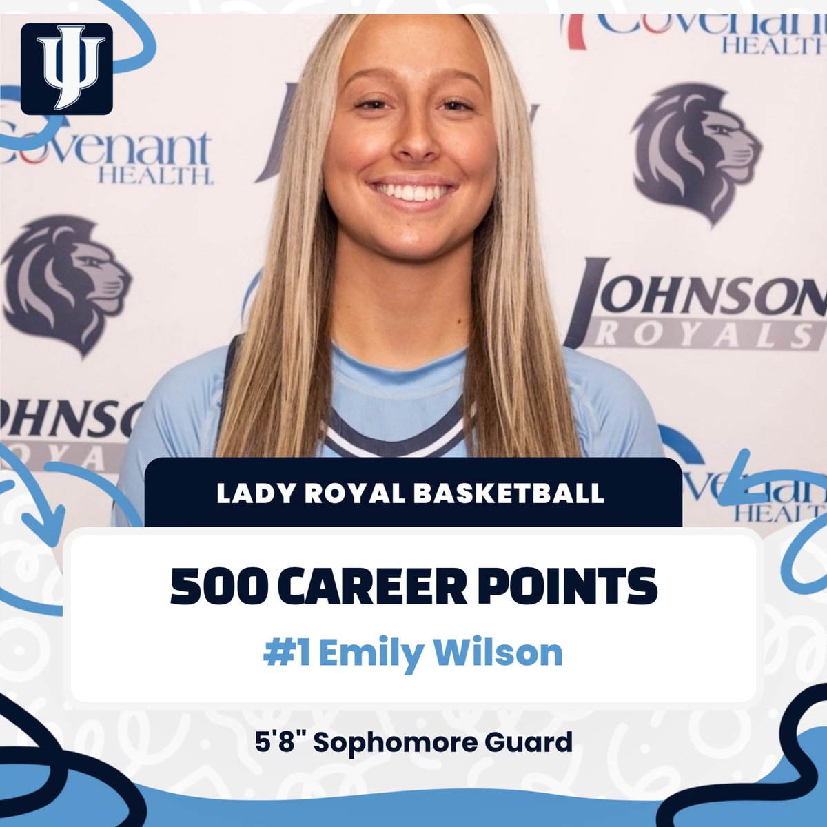 In just her 45th collegiate game, Sophomore Guard, Emily Wilson scored her 500th career points! #RoyalStateOfMind #LadyRoyals