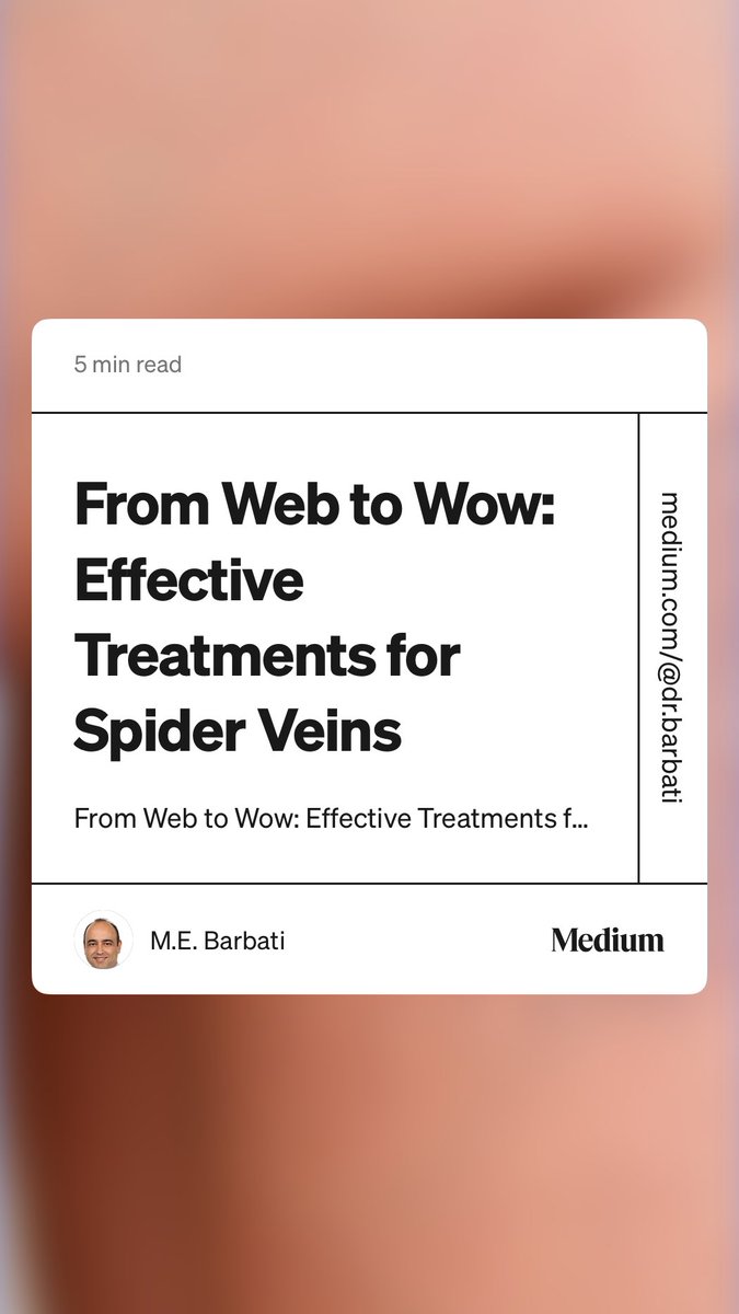 🕸️ Say goodbye to spider veins and hello to confidence! 🚀 Our latest blog dives into the most effective treatments—from sclerotherapy to laser therapy—to help you go from "web" to WOW! ✨  

👉 Read now: medium.com/@dr.barbati/fr… medium.com/@dr.barbati/fr…