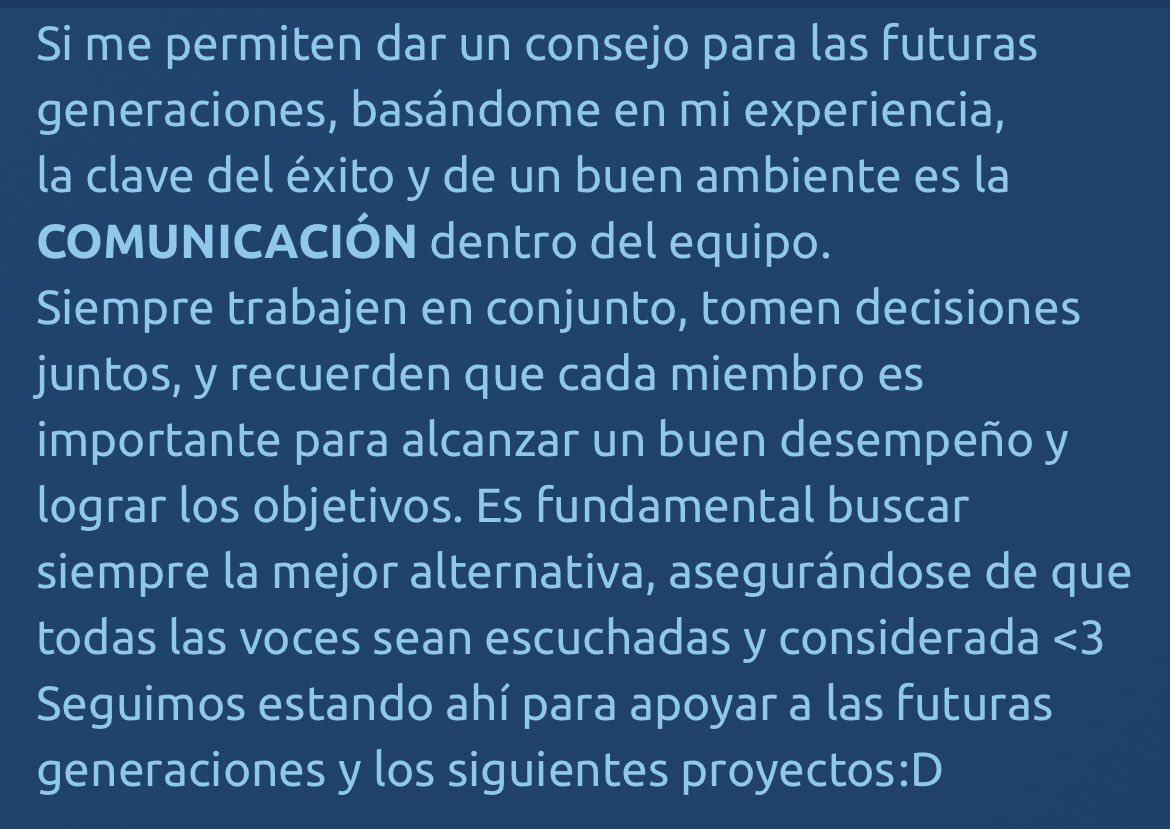 Siempre será un buen momento para recordar este extracto de mi despedida como MaW. La comunicación, el respeto y el trabajo en equipo son la clave para alcanzar grandes logros. Escuchar todas las voces y apoyarse mutuamente marca la diferencia. ¡Siempre juntos hacia adelante! 💛