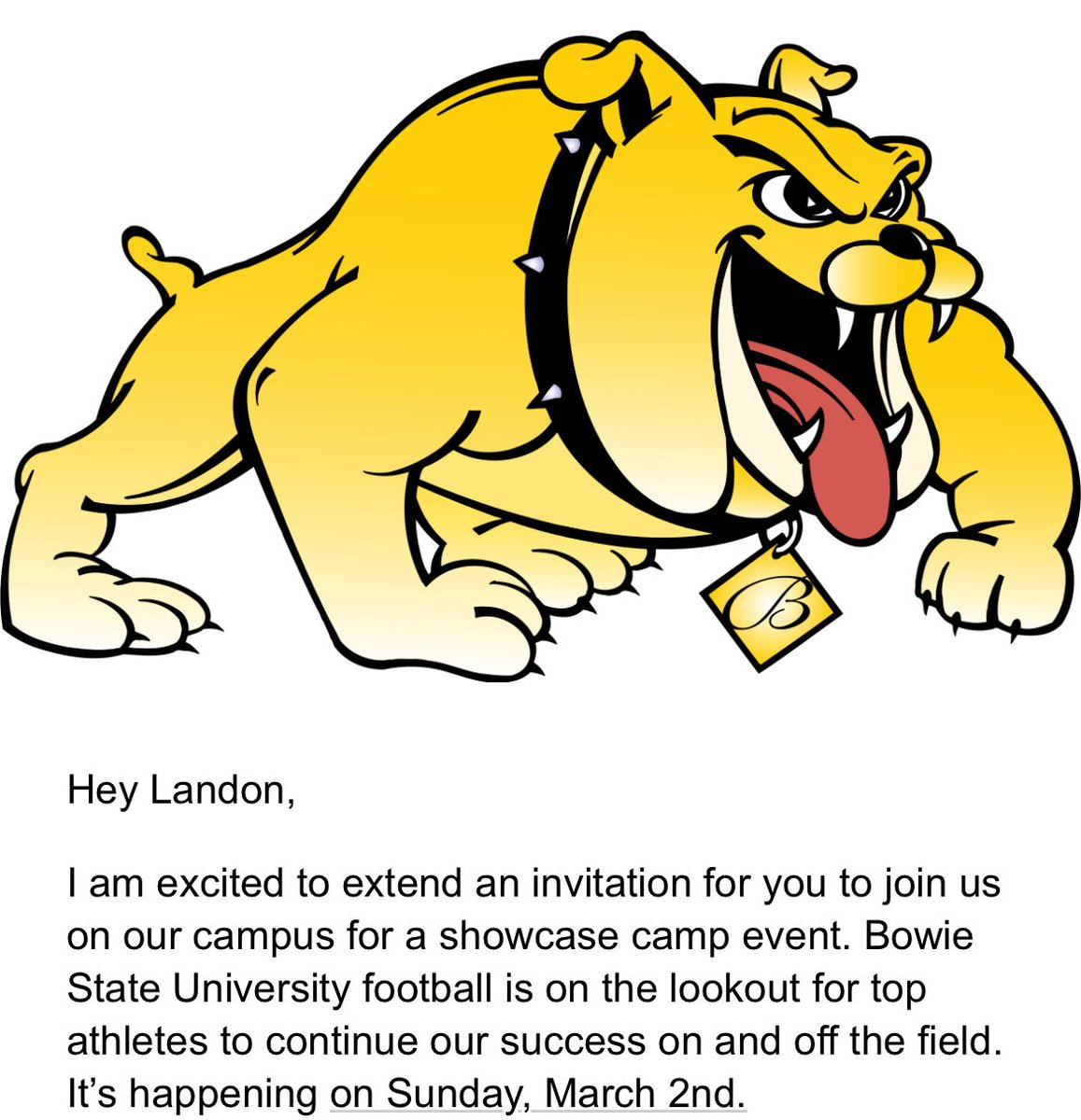 LandonLockett_'s tweet image. Bowie state camp invitation will be text me to showcase my d line and o line skills Thankyou @bowiestatefb