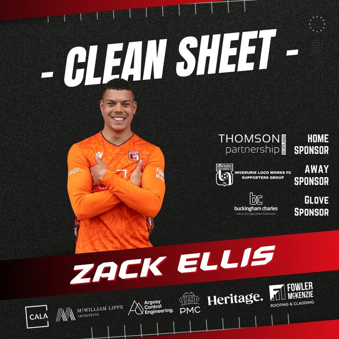 Congratulations to Zack Ellis, who recorded another clean sheet at Mosset Park this afternoon 👏

#InverurieLocos 🚂