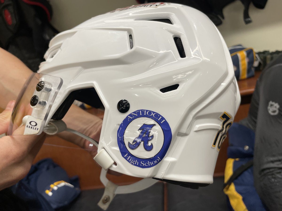 MaxHerzTalks's tweet photo. The @PredsNHL will wear Antioch high school’s crest on their helmets starting tonight @1025TheGame https://t.co/rLkTghQxfP